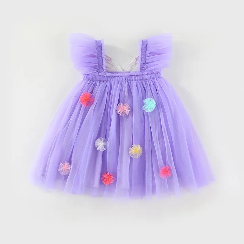 Toddler Kids Baby Girls' Summer Tulle Dress Butterfly Flower Princess Mesh Bow Wings Dress for Girls Birthday Party Mesh Dresses