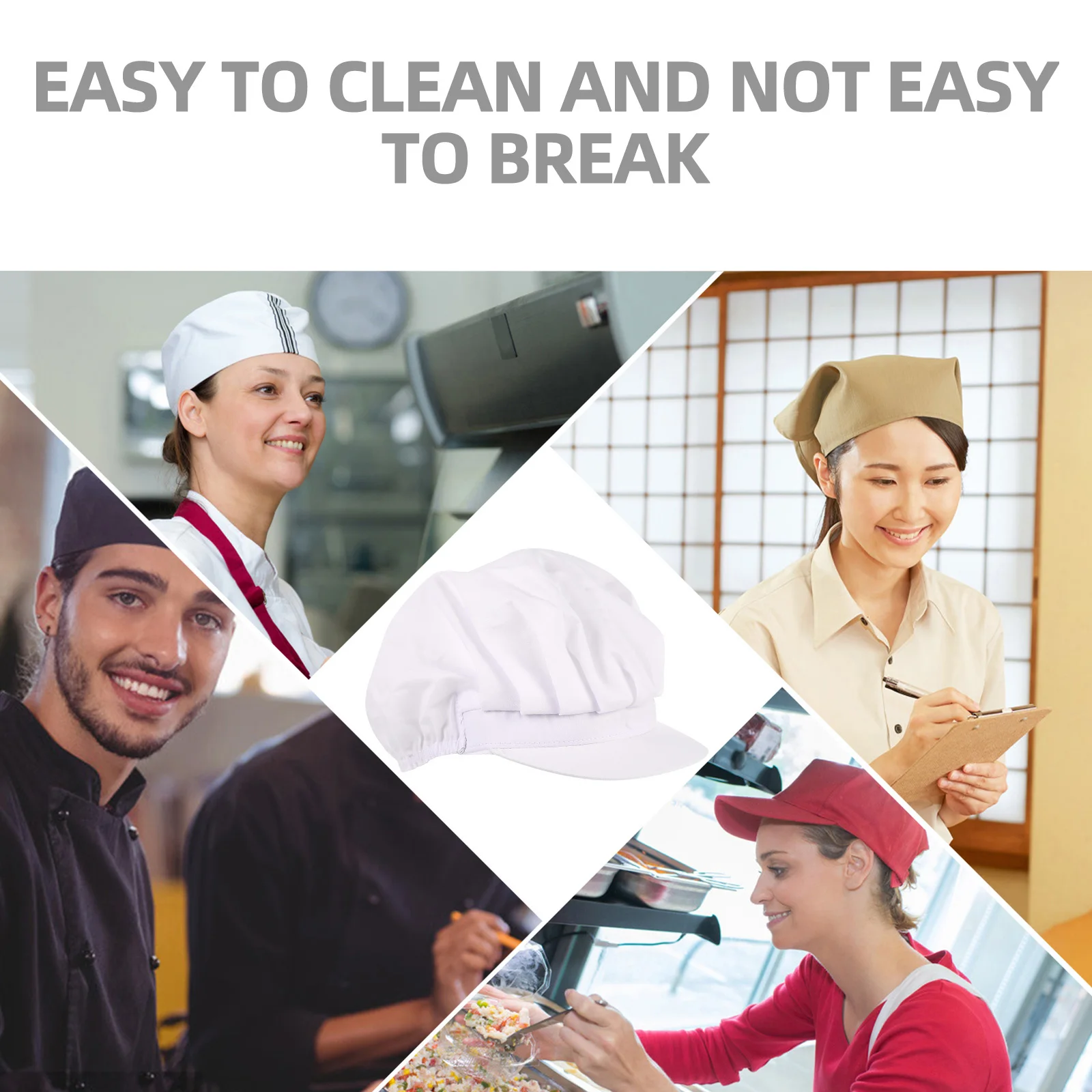 

Chef Hat Kitchen Work Cap Cotton Breathable Dust Hats Reusable Washable Long Life Unisex MultiPurpose High Elastic String