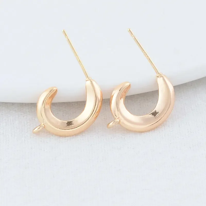 12*17MM 14K Gold  Plated Brass C Shaped Stud Earrings High Quality Diy DIY Jewelry Making Finding Accessories