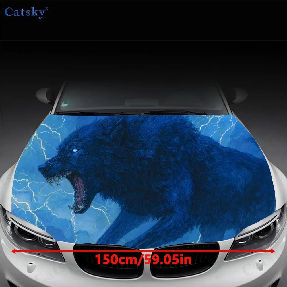 Mystic Lightning Wolf Car Engine Hood Sticker, Auto Art Decal, Car Exterior Personalized Decoration, Gift for Car Lovers, Unique