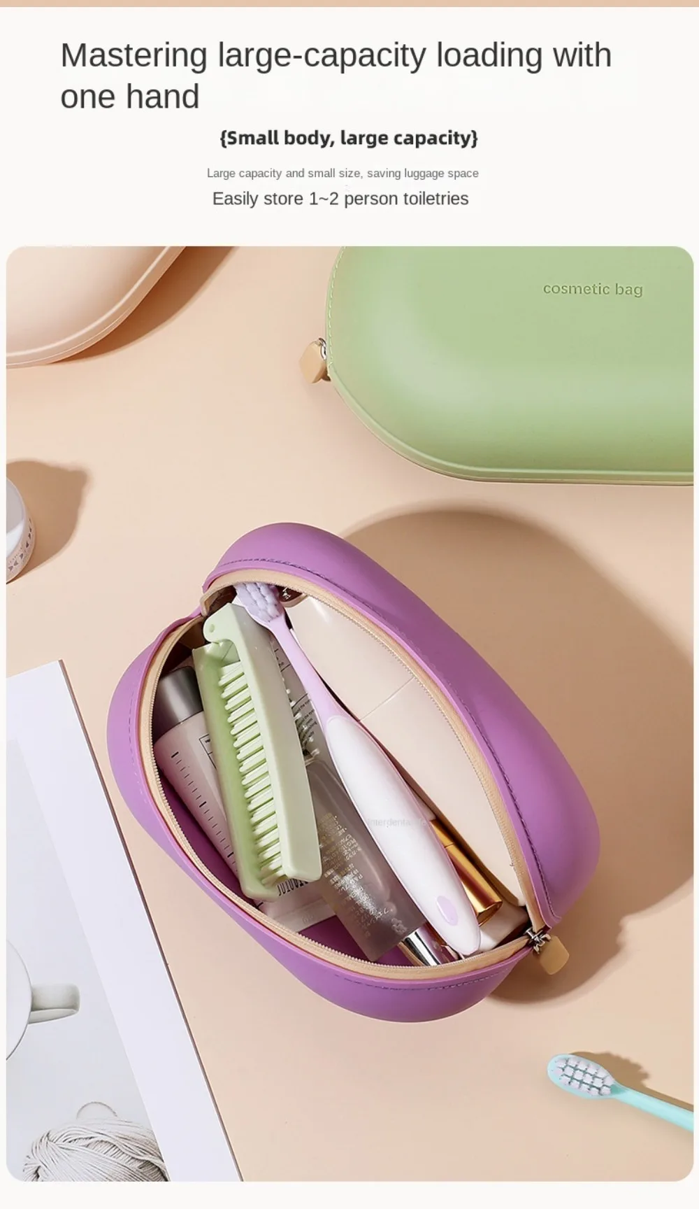 Neue Silikon-Kosmetiktasche, wasserdichte, tragbare Toilettentasche mit großem Fassungsvermögen für Geschäftsreisen, niedliche Make-up-Tasche – Detail 2