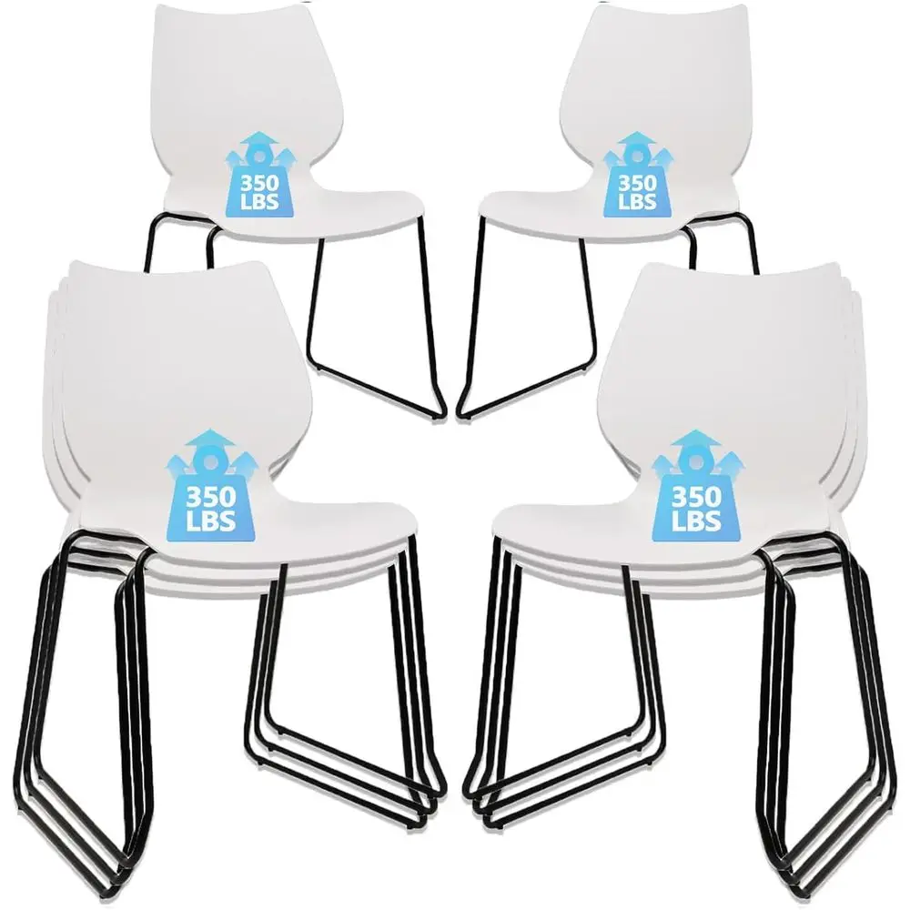 

Ergonomic Stackable Office Chair with Lumbar Support and Metal Legs, Ideal for Conference Rooms, Schools, and Churches - Set of