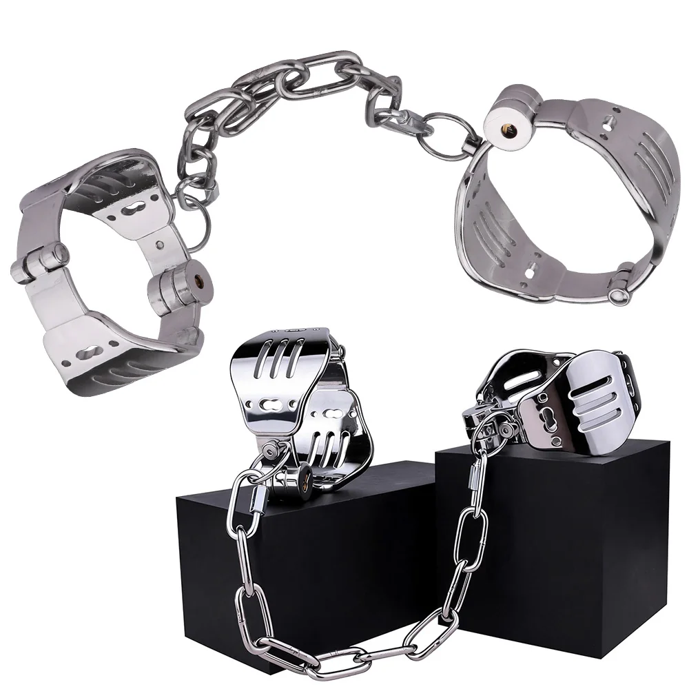 LEZEE Stainless Steel Ankle Restraint Cuffs Femboy Male Adult Game Play Erotic Abstinence Bondage Device Sexual Toys For Men