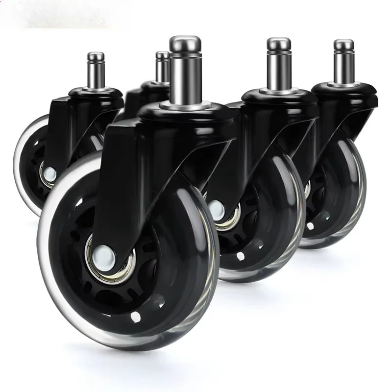 5PCS Office Chair Caster Wheels 3 Inch Swivel Rubber Caster Wheels Replacement Soft Safe Rollers Furniture Hardware
