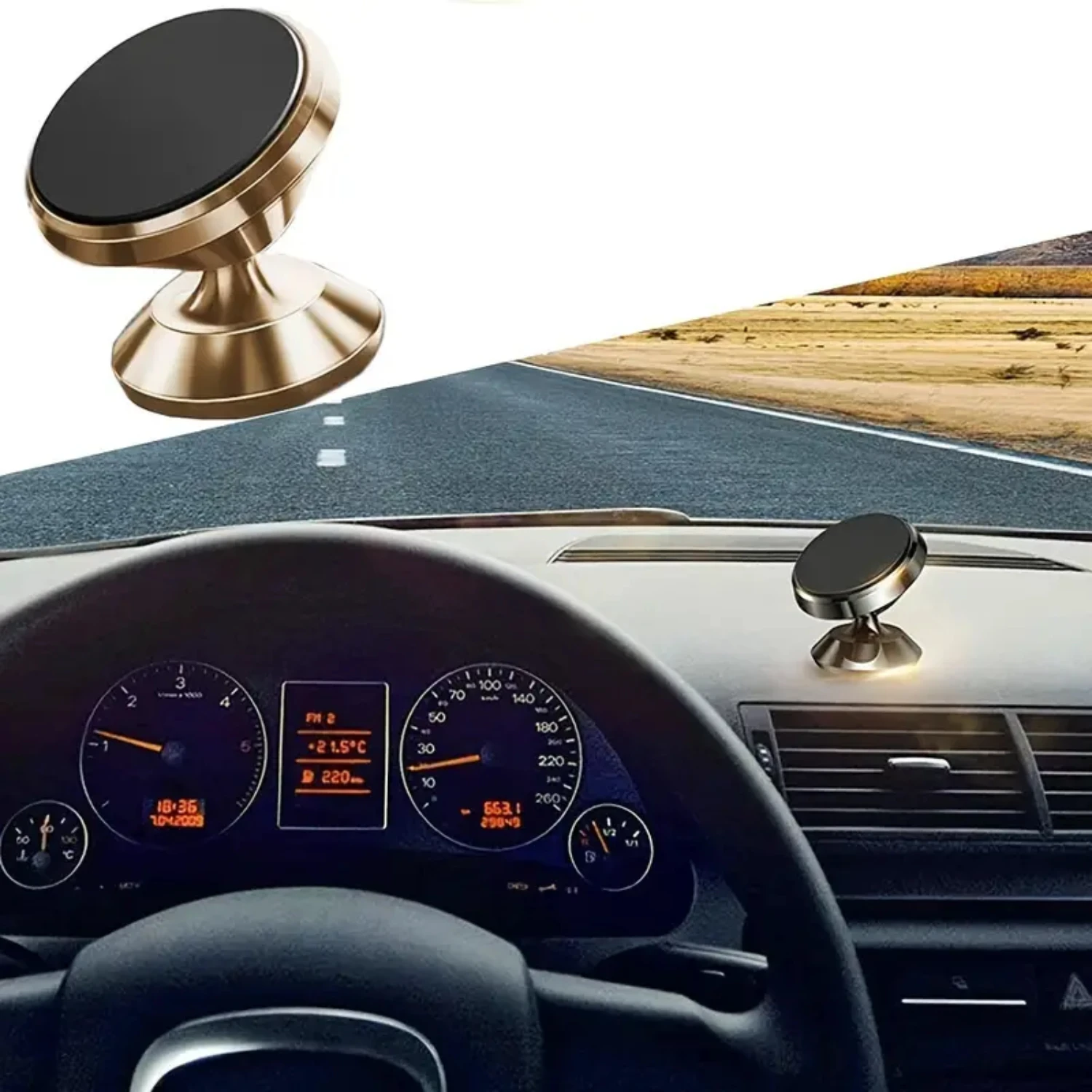 360 °   금속 전화 홀더, 슈퍼 자기 차량의 계기판 공기 배출구용 접착식 회전 마운트-VOPH014