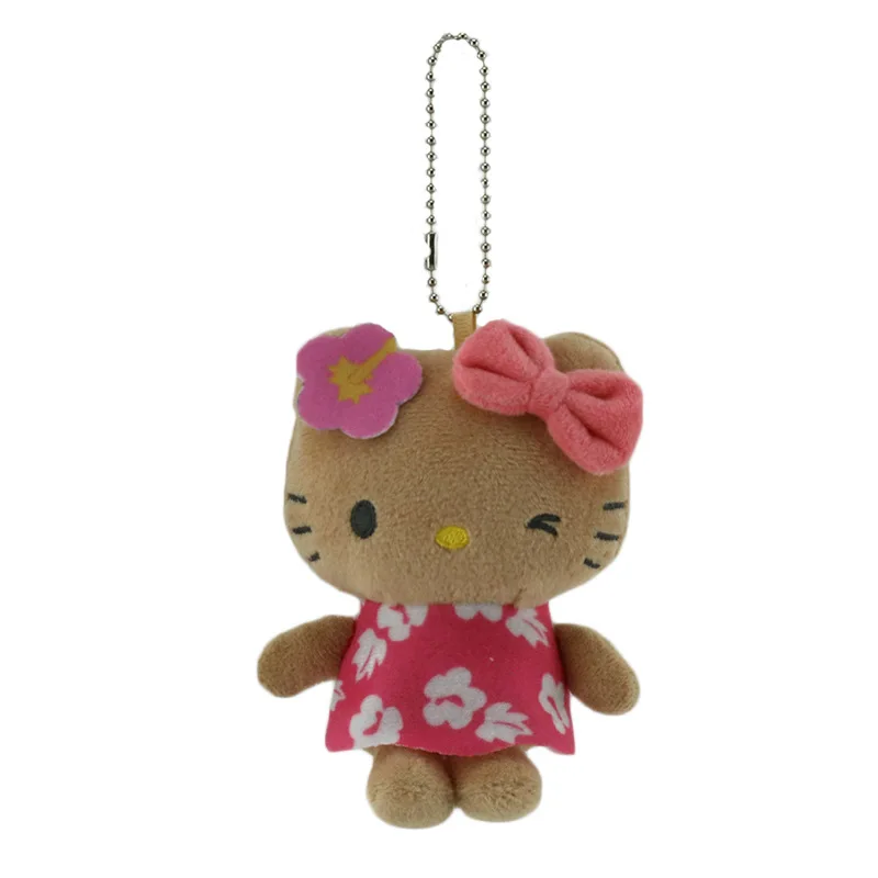 พวงกุญแจตุ๊กตาขนฟูสีดำลายฮาวาย ขนาด 13 ซม. ตัวละครอนิเมะ เฮลโล คิตตี้ มายเมโลดี้ คุโรมิ น่ารัก เหมาะสำหรับตกแต่งกระเป๋าเรียน ของขวัญ