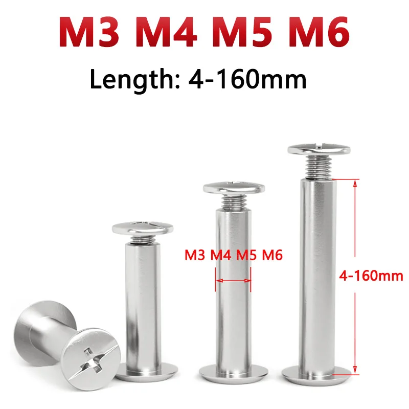 

M3 M4 M5 M6 304 Stainless Steel Flat Head Rivet Book To Lock Screw Album Butt Screw Nut Recipe Cross Ledger Child Mother Nail