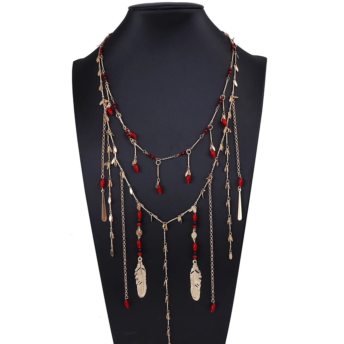 

ZAA Double-layer Vintage Metal Chains Long Tassels Necklaces for Women Holiday Party Jewelry Gifts
