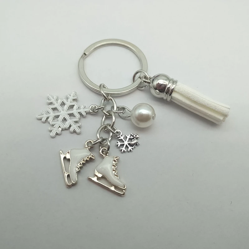 New Tassel Keychain Skating Shoes Snowflake Pendant Keyring Skating Keychain Keychain Winter Gift Jewelryg