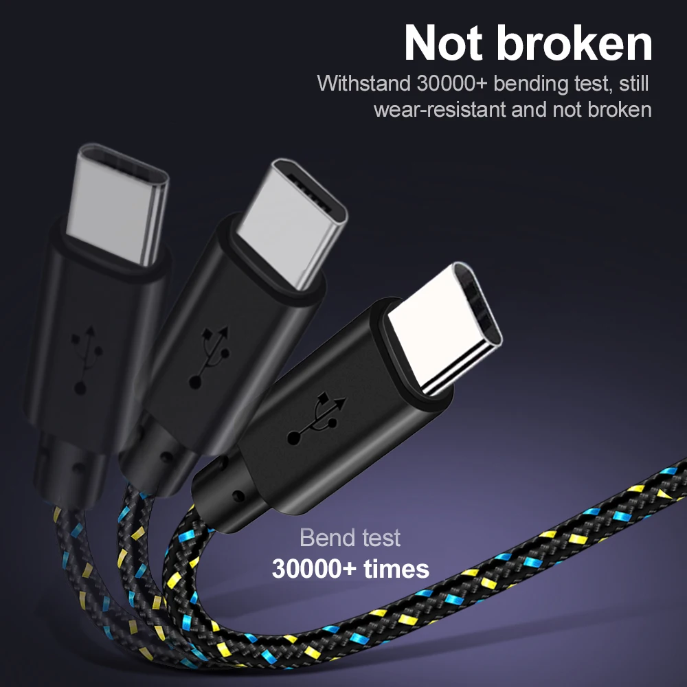 MVQF 2/3M USB Type C Cable Fast Charging Micro USB Cables Type-C Data Cord Charger USB C for Samsung Huawei Xiaomi Micro Wire