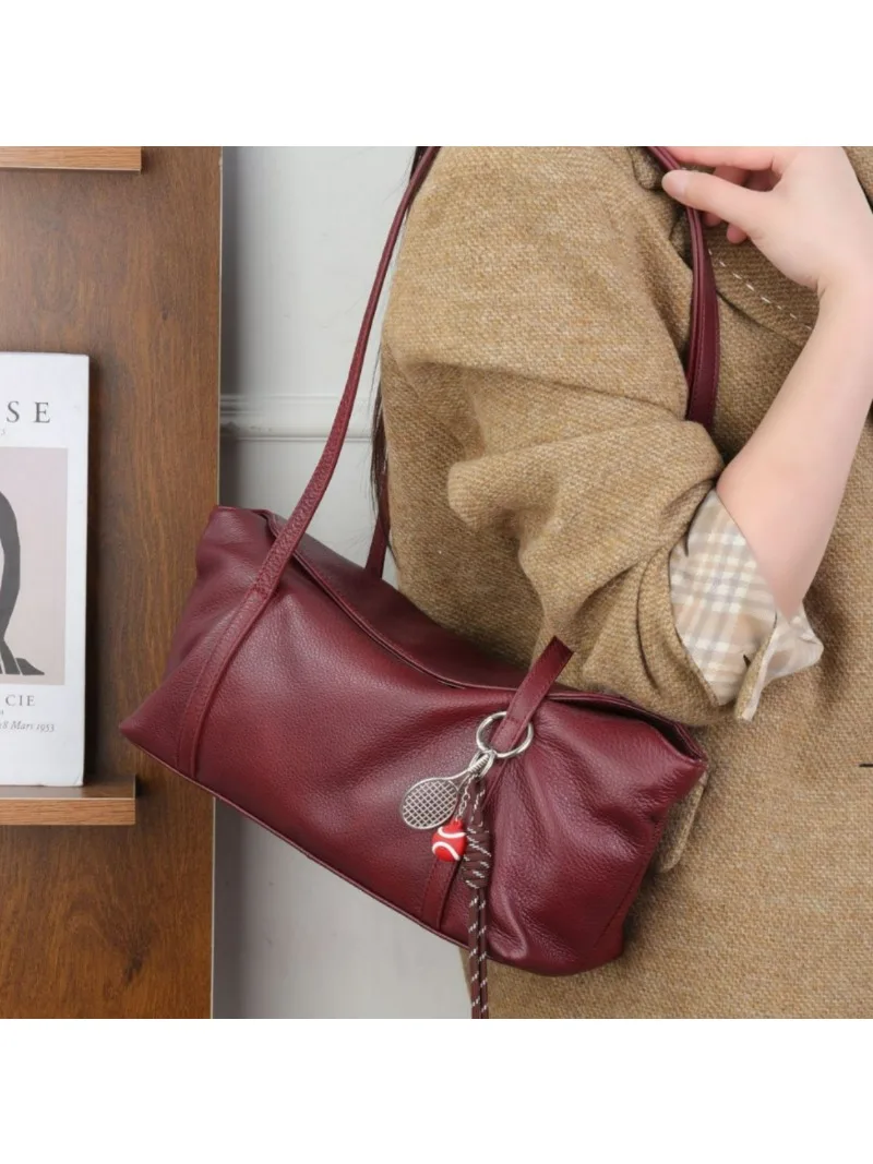 

Popular fashion cowhide pillow bag women's single shoulder square bag practical soft leather handbag