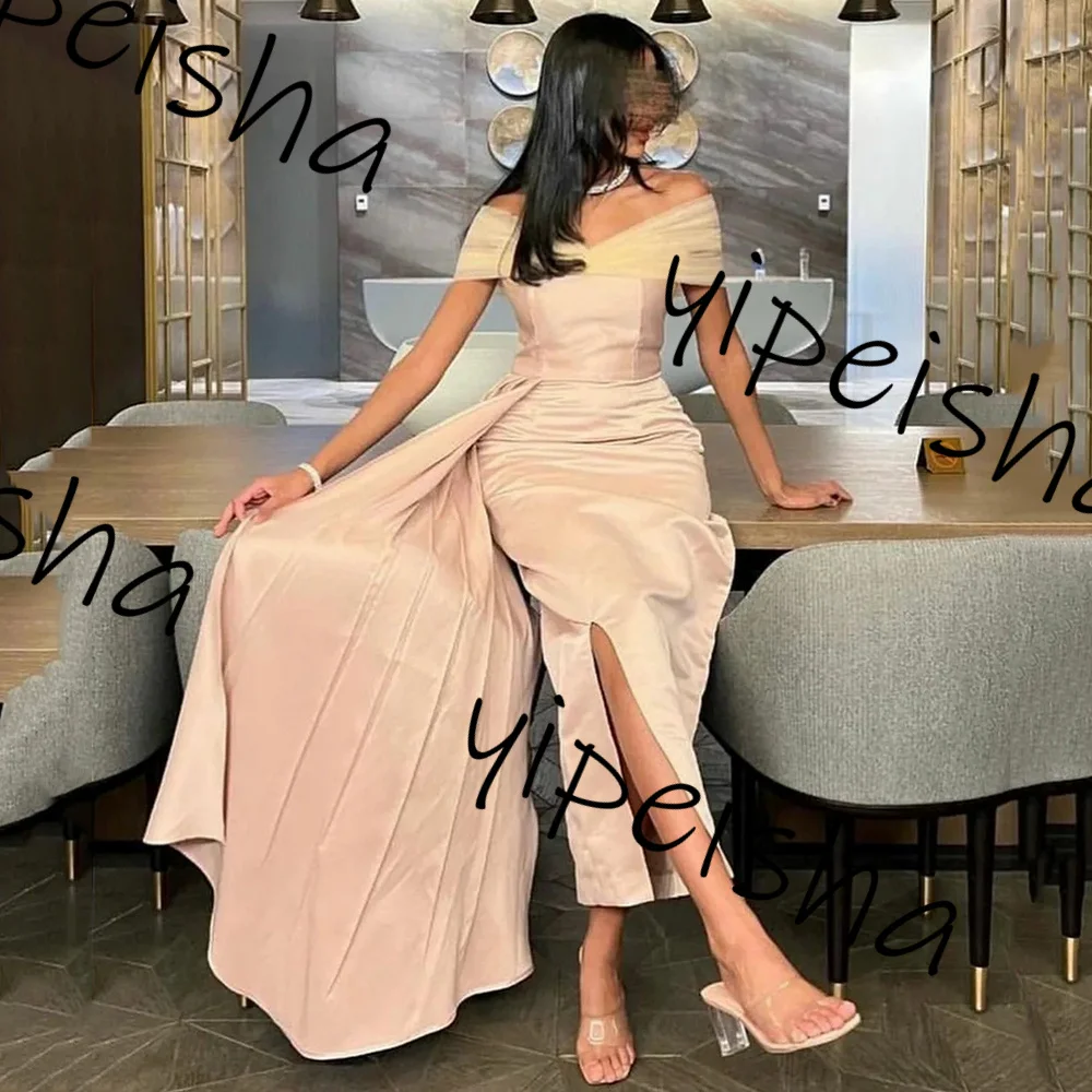 Yipeisha Simple high quality Satin Prom Tight-fitting Dresses Off the shoulder sexy Fashion Sleeveless wedding Guest Dresses