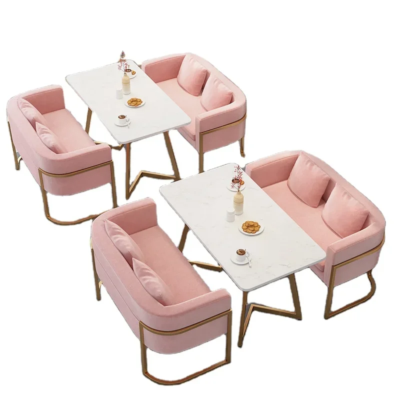 

Cheap commercial modern luxury dining pink coffee shop cafe restaurant lounge bar furniture booth sofas chairs and tables sets