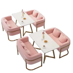 Cheap commercial modern luxury dining pink coffee shop cafe restaurant lounge bar furniture booth sofas chairs and tables sets