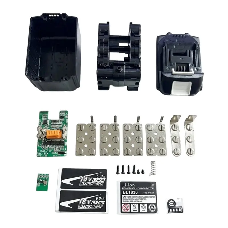 For 18V BL1890 Li- Battery Case Kit 15X18650- Fast Charging PCB Protection Circuit Board With 9.0Ah Capacity Sticker