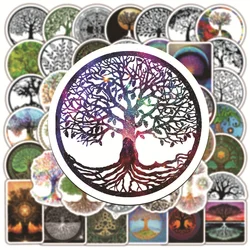 50pcs Retro Miracle Tree of Life Stickers For Notebooks Stationery Guitar Belief Totem Sticker Vintage Scrapbooking Supplies