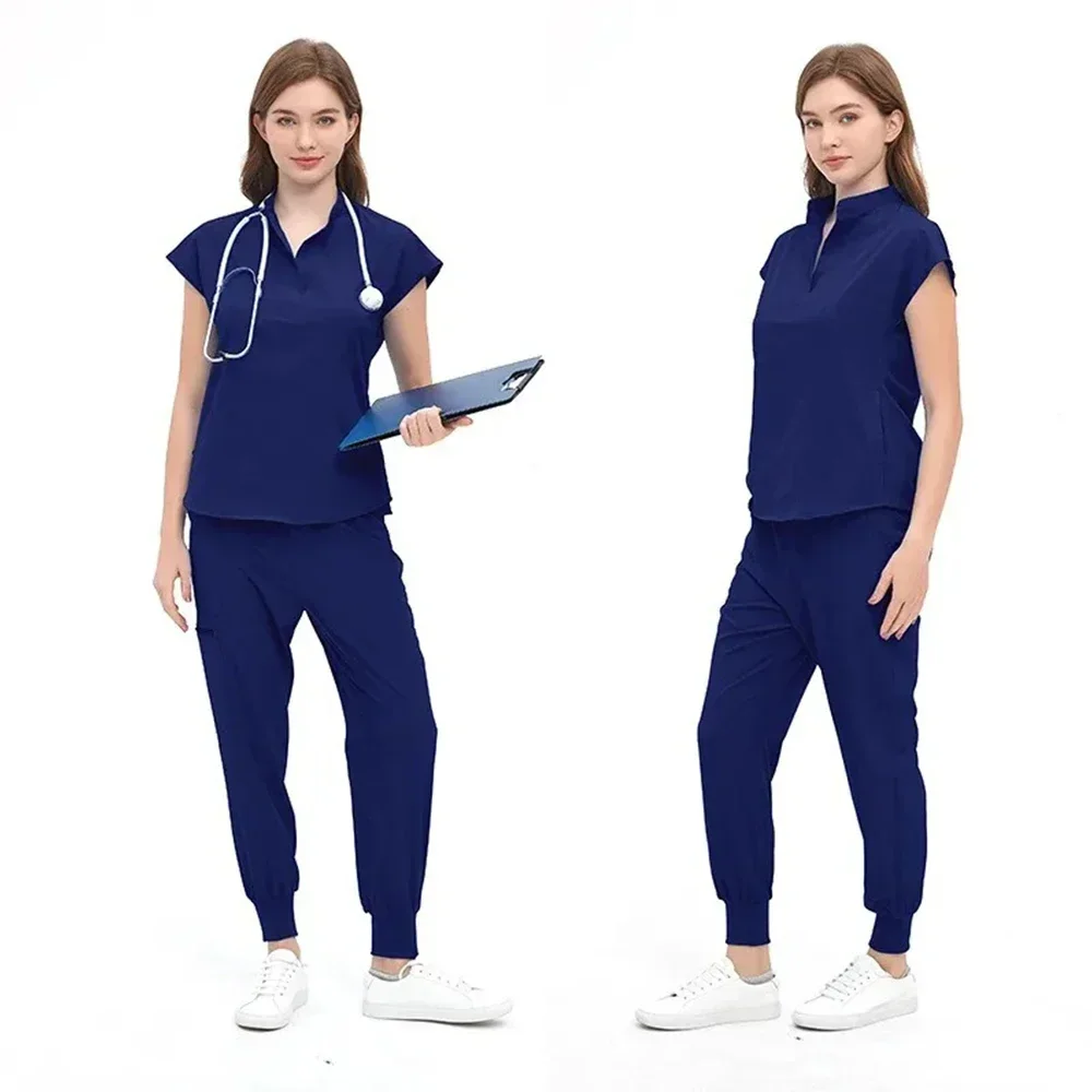 Uniforme de gommage multicolore, hauts à manches courtes + pantalons de jogging, uniforme de soins infirmiers pour femmes, médecin d'animaux de compagnie, vêtements de travail de chirurgie médicale, ensembles chirurgicaux