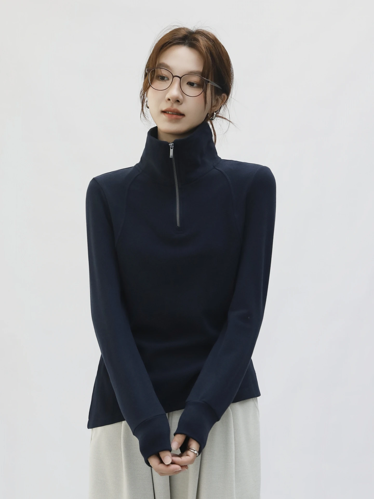 

Heated Long Sve Thermal T-irt Women's Autumn Winter Zipper Collar Warm Slim Fit Velvet oulder T-irt Base irt