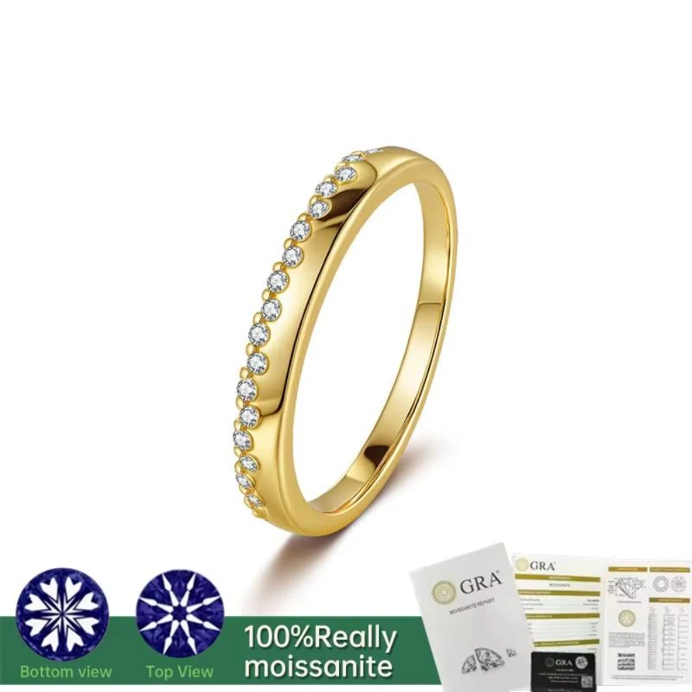 

2025 Fashion New Moissanite Ring Plated 18K Gold 925 Sterling Silver Lnner Outer Arc Design Women Rings Elegant Gift Jewelry