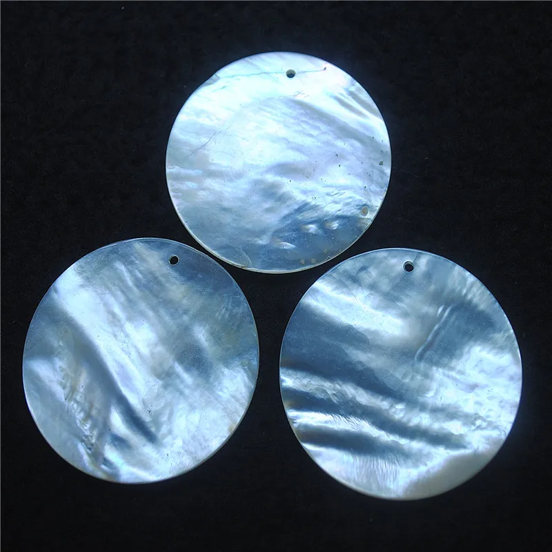 2PCS Nature Saltwater Shell Pendants Mother Of Pearl Round Shape Size 50MM Loose Beads Accessories Faster Shippings