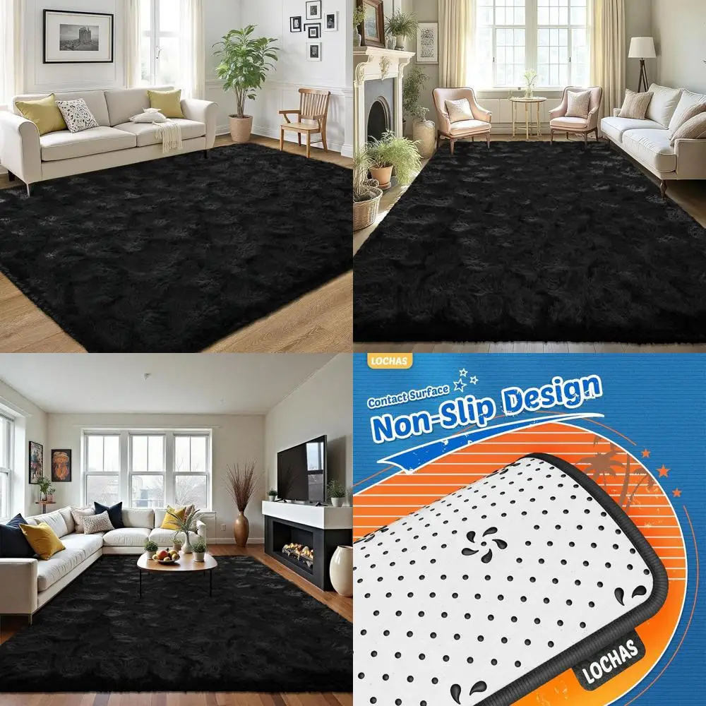 

Ультрамягкие ковры для гостиных, детских спален и декора детских комнат - 5,3x7,5 футов, черные