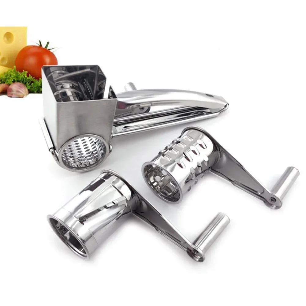 Rotary Cheese Grater Stainless Steel Shredder Cutter Grinder W/ 3pcs Drum Blades Cheese Tools Kitchen Cocina Gadget Chocolate