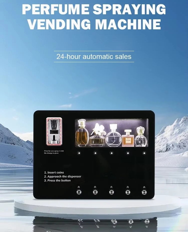 Customized Smart Automatic 5 Spray Nozzle Vending Machine Perfume Dispenser Card Reader Cash Coin Acceptor Mall Application