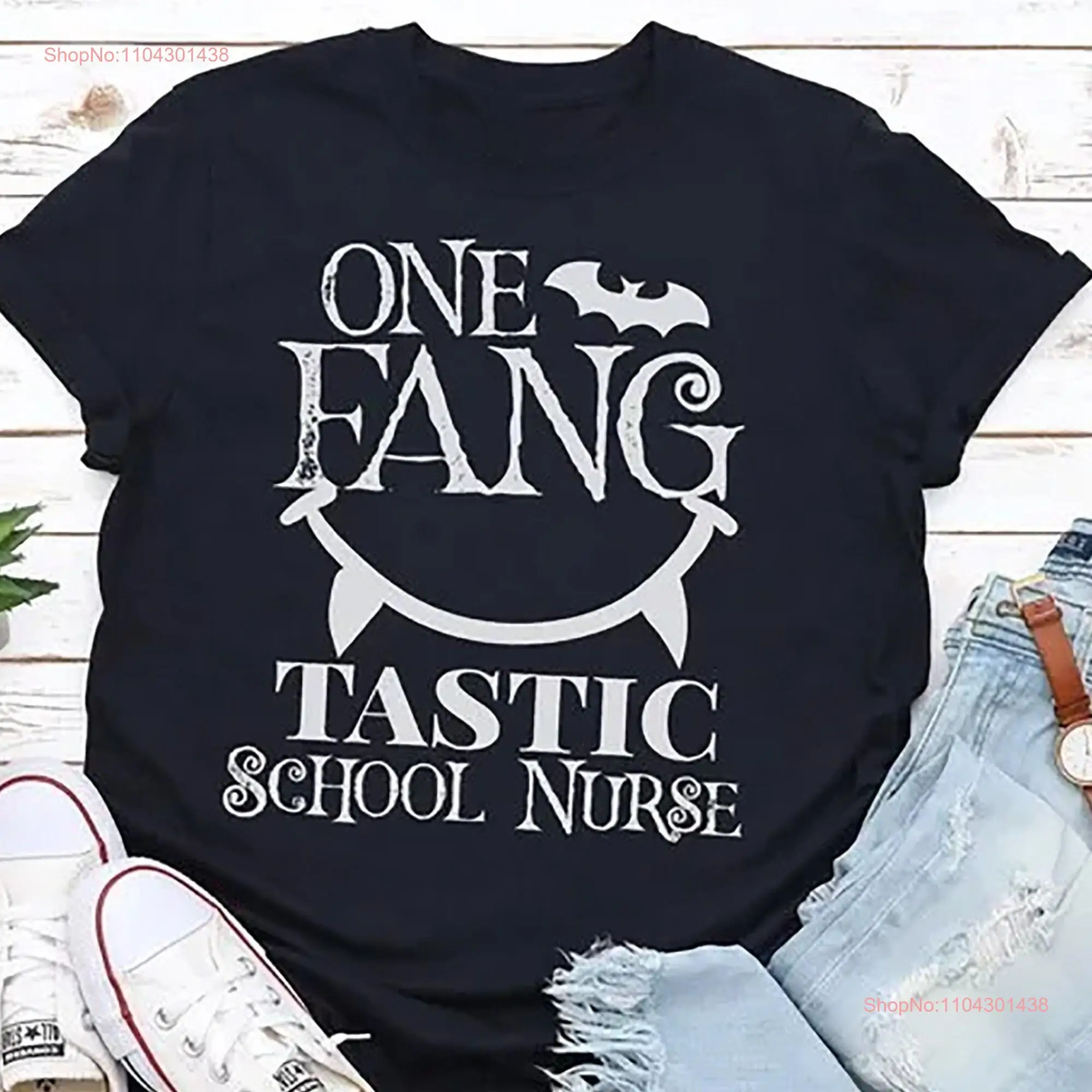 One Fang Tastic School Nurse T Shirt Halloween For Nurses Appreciation long or short sleeves