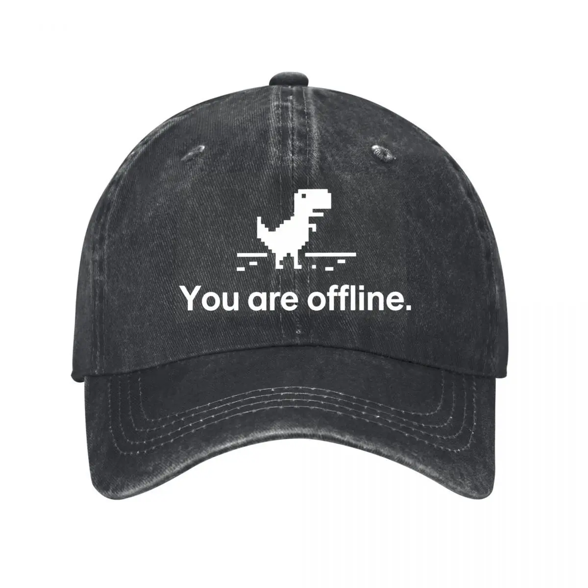 You Are Offline Pixel Dinosaur Computer Graphic New Vintage Washed Cotton Baseball Cap Sun Hats