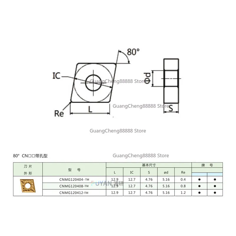 8 Numerical Control Blade Steel Parts Quenched and Tempered Steel Rhombus Rough Car CNMG120404/8/TM/CQ/HA