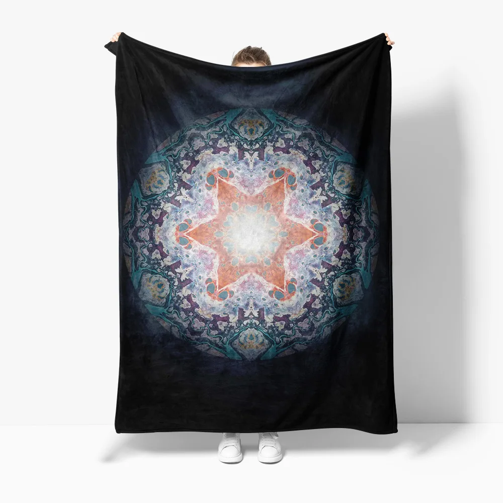 

Флисовое одеяло с принтом звезды и пейсли в стиле бохо, мягкое теплое декоративное покрывало в подарок