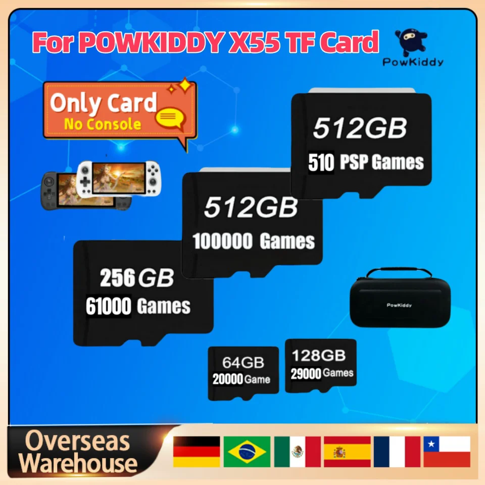 

For POWKIDDY X55 TF Card Retro Handheld Game Console Memory Card PSP Games Universal TF Card Built In 512g 100000 Games Gifts