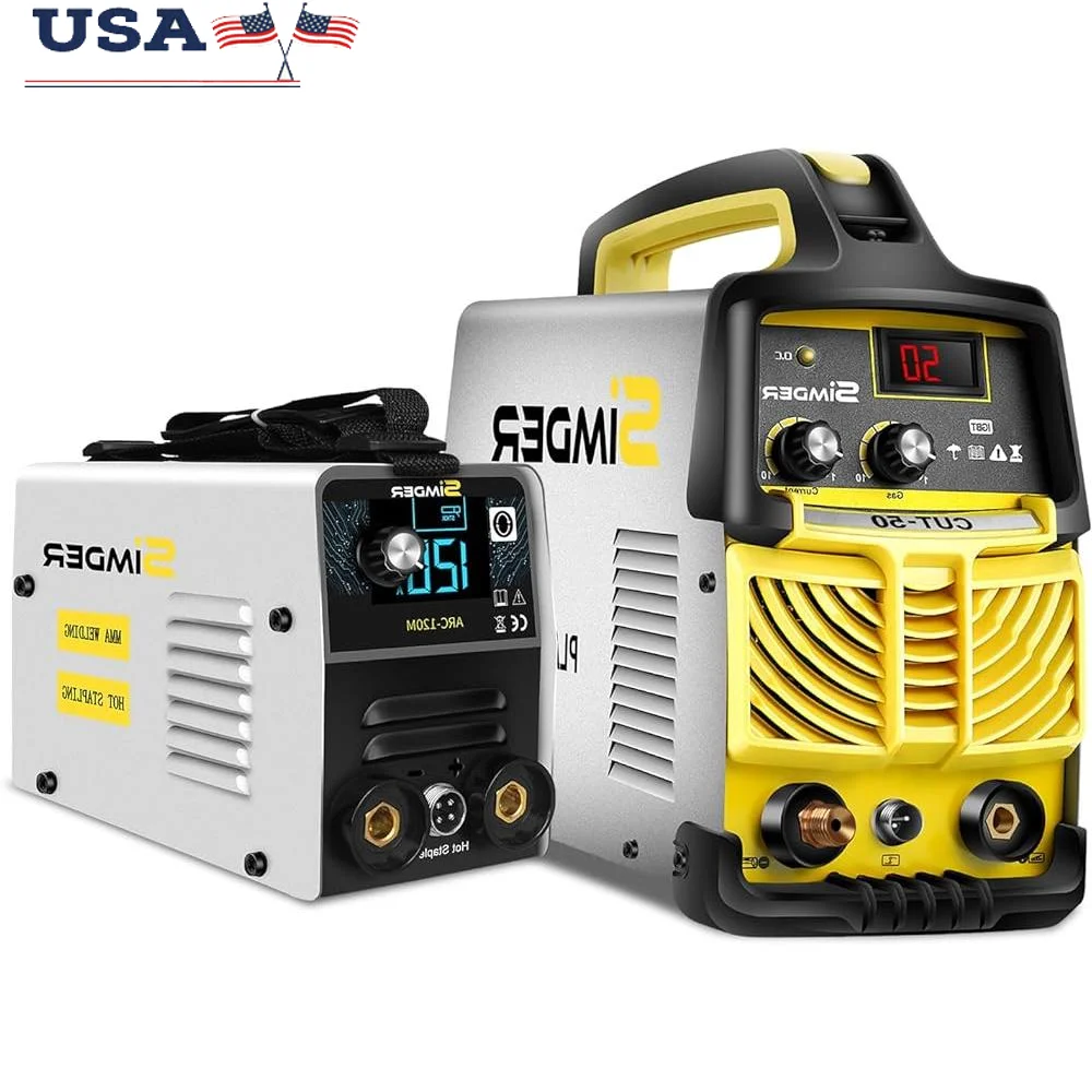 50Amp Plasma Cutting Machine 2 in 1 Stick Welder Plastic Welder ARC-120M Dual Voltage IGBT Technology Overheat Protection