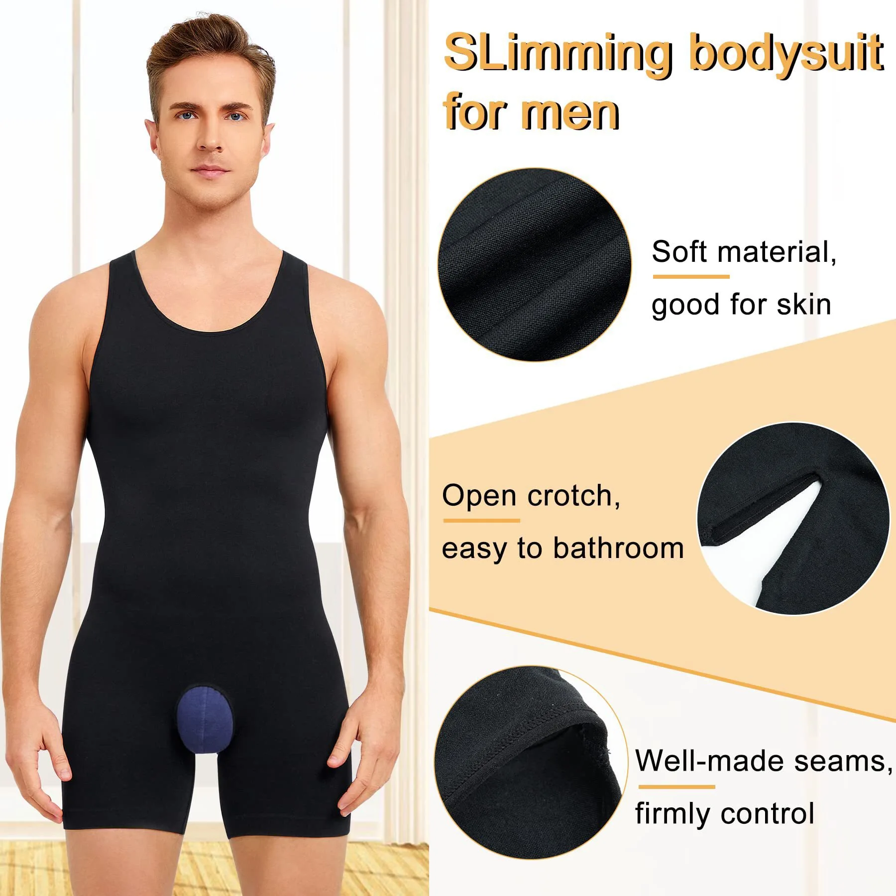 Hot Sale Mens Sleeveless Full Body Shaper Underwear Slimming Bodysuit Breathable Tummy Control Shaperwear Waist Trainer Corset