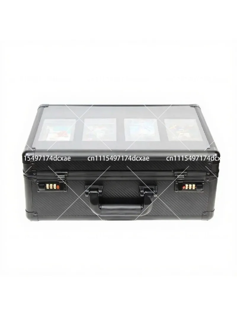 Carbon Fiber Card Storage Box, Portable PSA BGS Collection Case with Password Lock