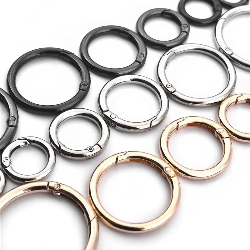 Metal O Ring Spring Clasps para DIY Jóias, Openable Mosquetão Redondo, Keychain Bag Clips, Gancho Dog Chain Buckles, Conector, 5Pcs