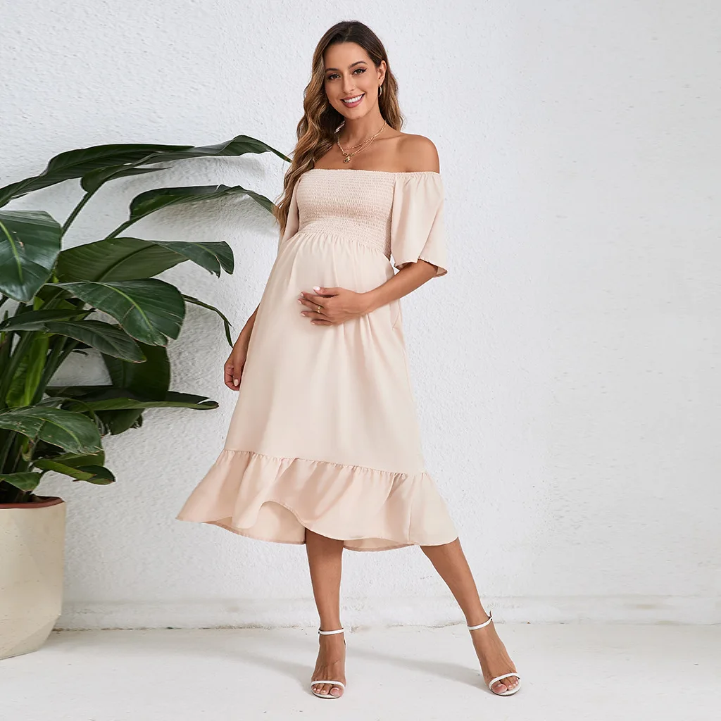 Kleid für schwangere Frauen, rosa Umstandskleid, Schwangerschaft, Babyparty, Fotografie, Premama-Kleidung, schwangere Frau, Sommerkleid