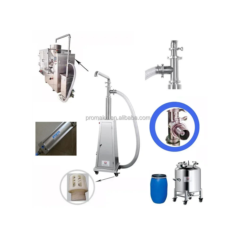 Promake stainless steel  pneumatic material transferring feeding pump with liquid level sensor  for filling machine