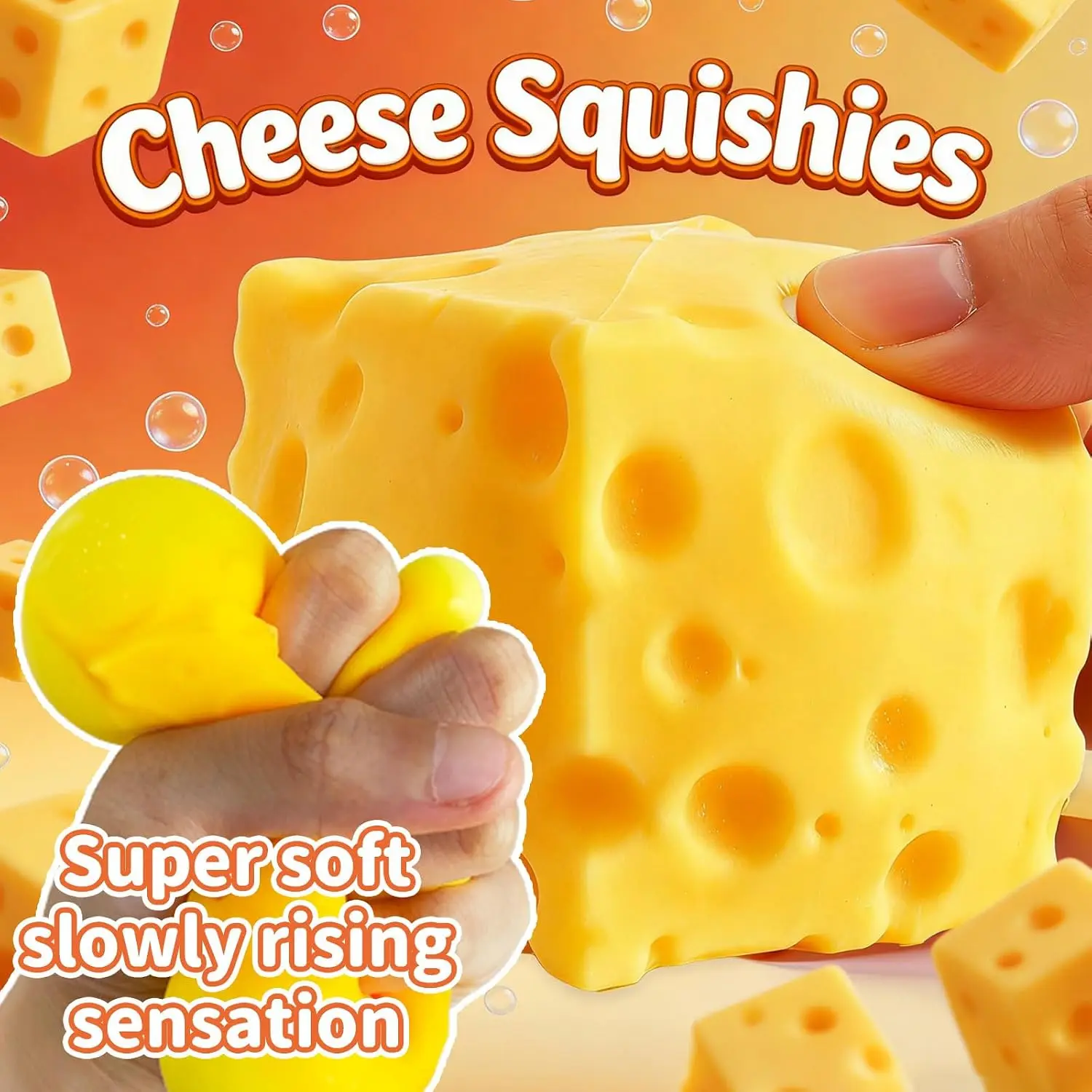 5CM Yellow Cheese Block Squishy Slow Rising Soft Squeeze Fidget Toy Slow Rebound Venting Sensory Stress Relief Gift For Adults