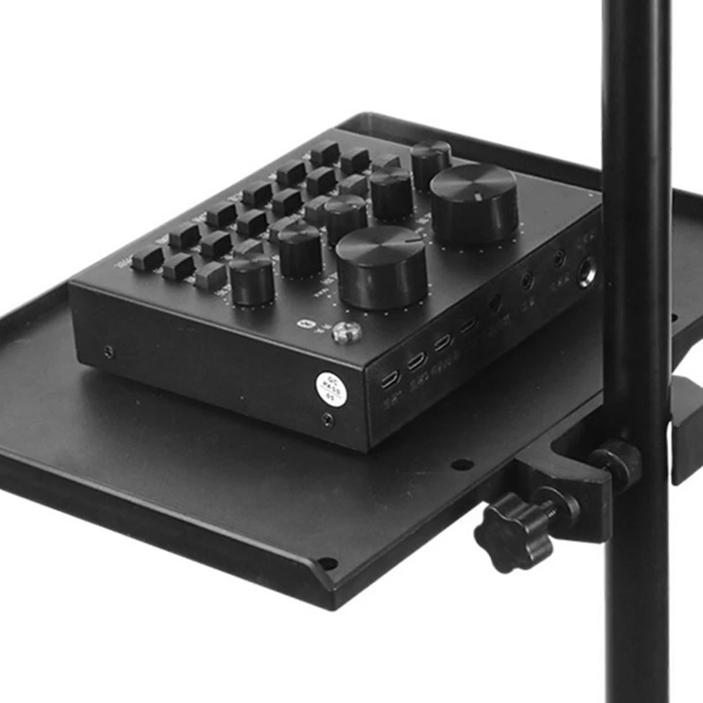 

3Pcs Microphone Storage Tray Clamp on Mic Stand Holder Sound Card Shelf Adjustable Height Stable Material Live Streaming