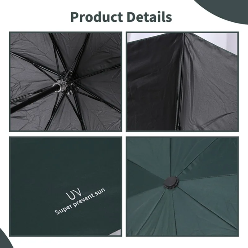 UV Clear Umbrella Three Fold Thickened Black Glue Sunscreen Sun Umbrella Nine Plywood Parasol