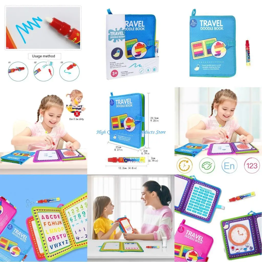 

U2JE Water Coloring Book Early Learning Toy for Toddlers 3 Years Old , Water Painting Book Doodling Book with Pen