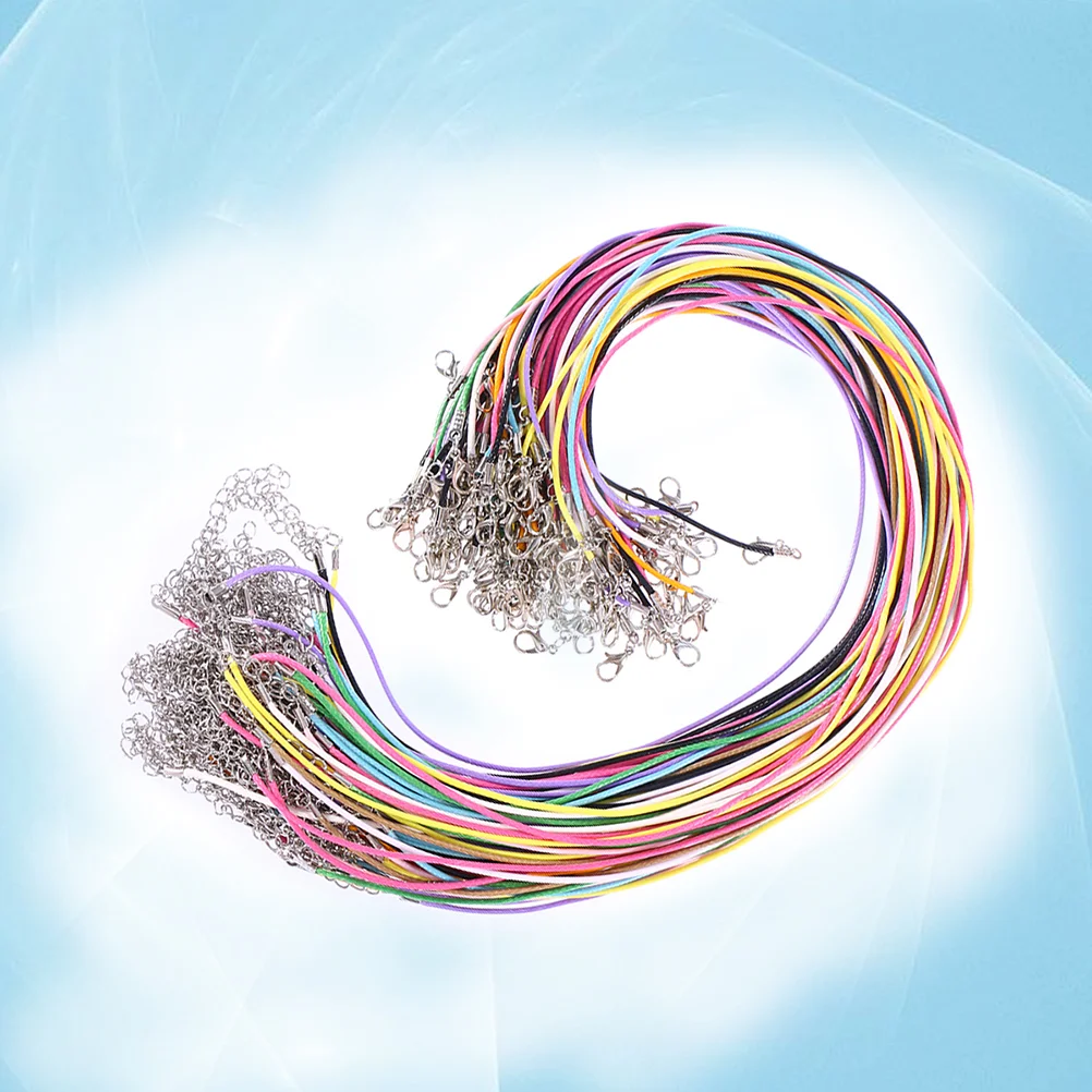 

60pcs Necklace String with Extenison Chain and Lobster Clasp for DIY Jewelry Making (Assorted Color)
