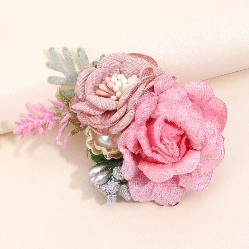 Oaoleer Sweet Girls Artificial Flower Hair Clips Cute Mesh Rose Hairpin with Pearl Barrette Hairgrips Kids Hair Accessories Gift