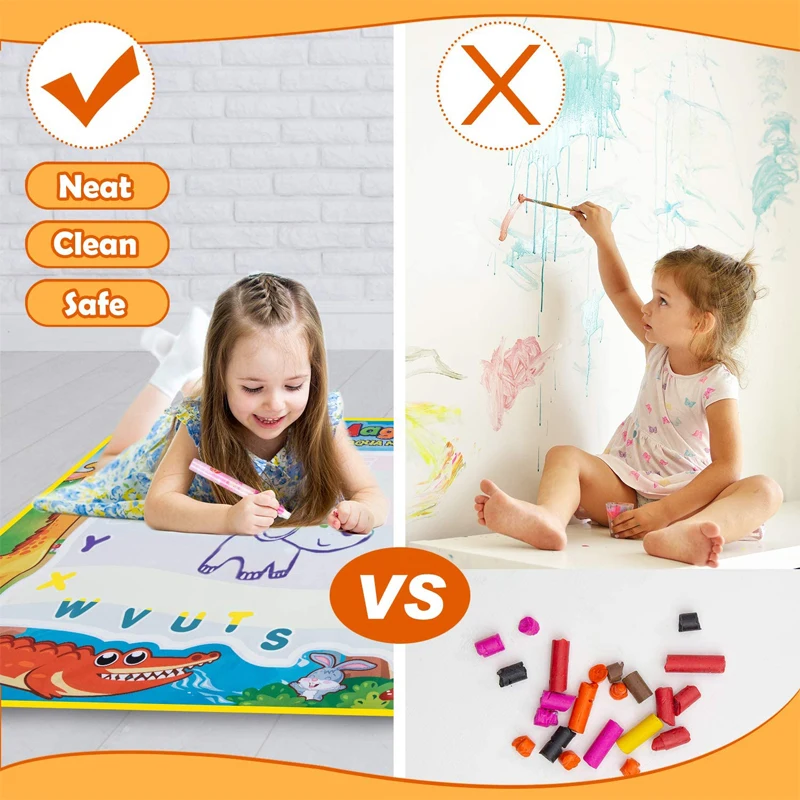 Coolplay Magic Water Drawing Mat Coloring Doodle Mat with Magic Pens Montessori Toys Painting Board Educational Toys for Kids