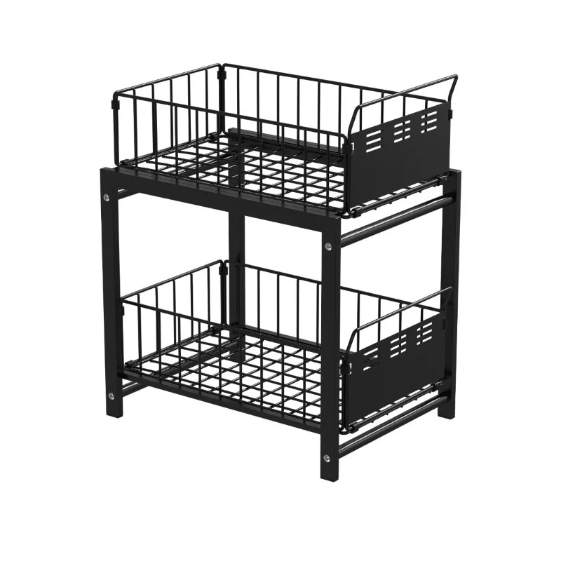 Factory Direct 2026 Retractable Double Sink Drop Basket, Kitchen Seasoning Bottle Shelf Push-out Cabinet Seasoning Storage