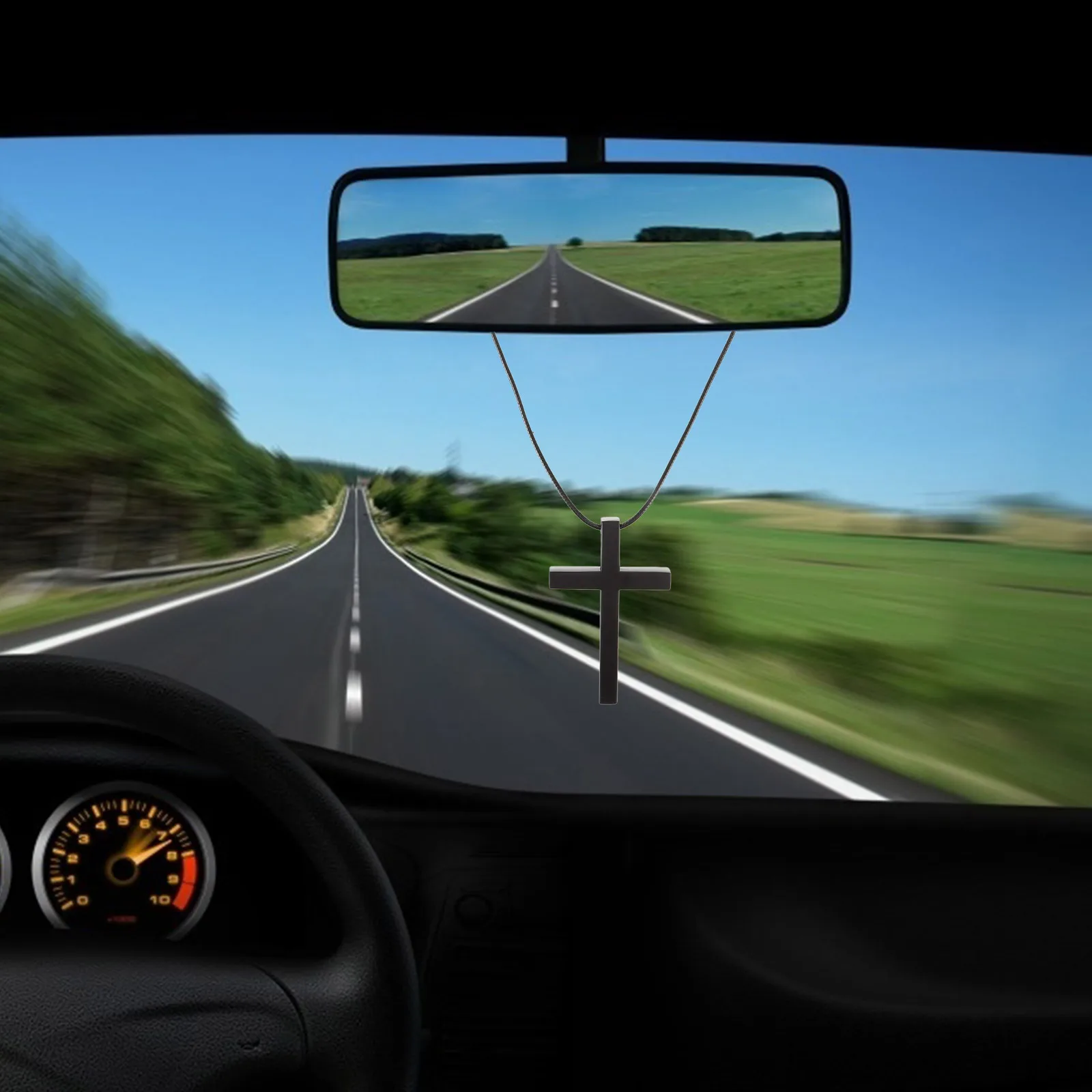 

Rearview Mirror nament Car Hanging Pendant Black Alloy Non Fading Minimalist Metal Charm For Decorations Aesthetic Accessories