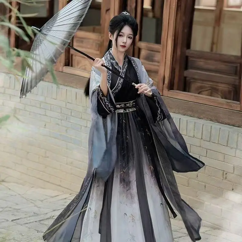 Chiński strój Hanfu z dynastii Song dla kobiet i mężczyzn, tradycyjny, z elementami bambusa, stylowy kostium na Halloween, Wuxia, szermierz, cosplay.