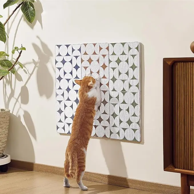 FUKUMARU 3-Piece Wall Mounted Cat Scratchers, 23.6 Inch Extra Long Cardboard Cat Scratch Pads, High-Density Cat Scratchers