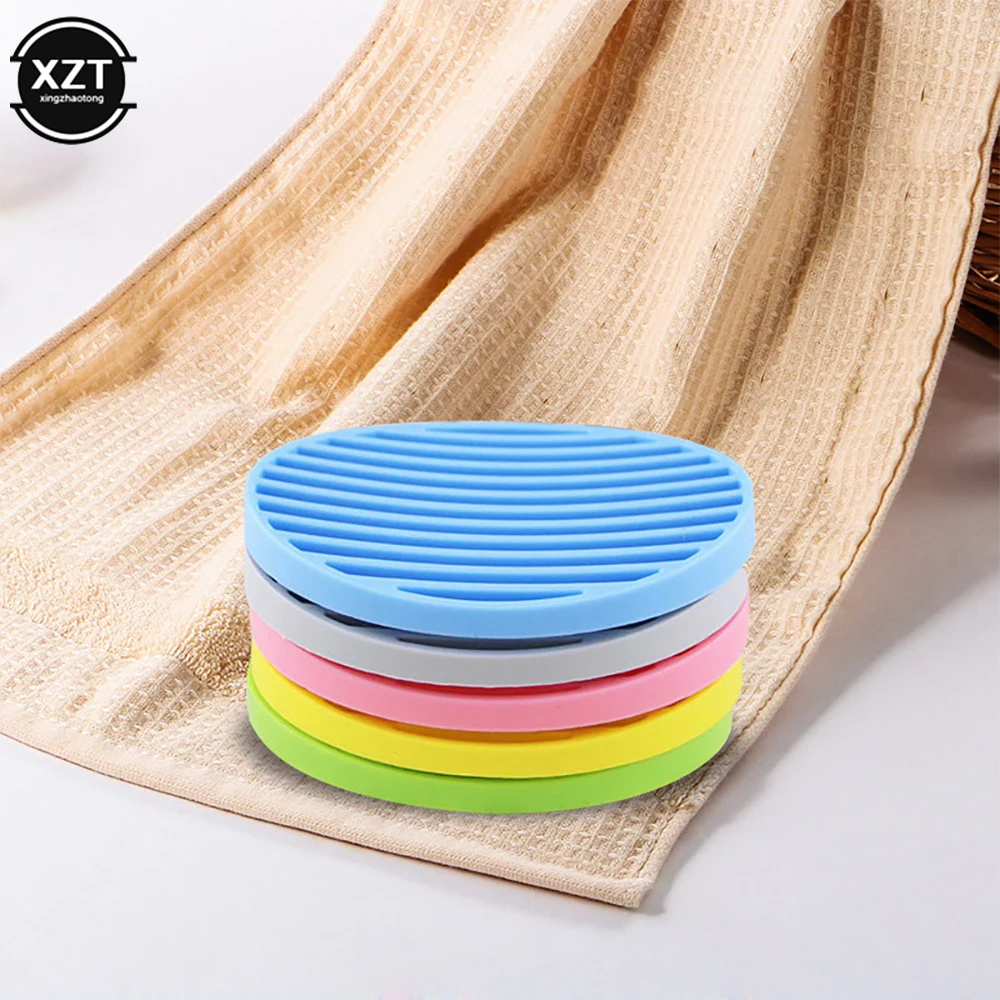 Soap Dishes Silicone Flexible Soap Dishes Holder Bathroom Soap Box Plate Tray Shower Sponge Shelf Drain Non-slip Bath Storage